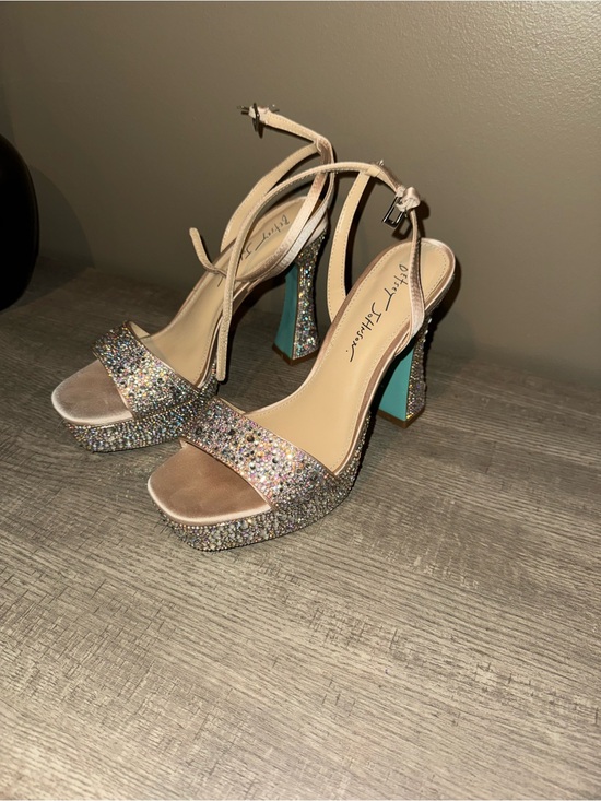 Betsey Johnson Shoes - Sparkling Nude Platform Sandals with Chunky Heel